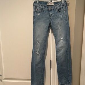 Hollister Light Blue Distressed Straight Leg Jeans